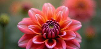 Une dahlias éclatante en pleine floraison en extérieur