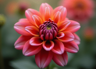 Une dahlias éclatante en pleine floraison en extérieur