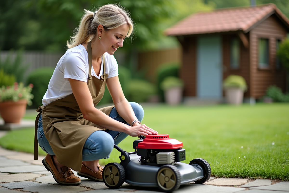 Femme en tablier vérifie les lames d