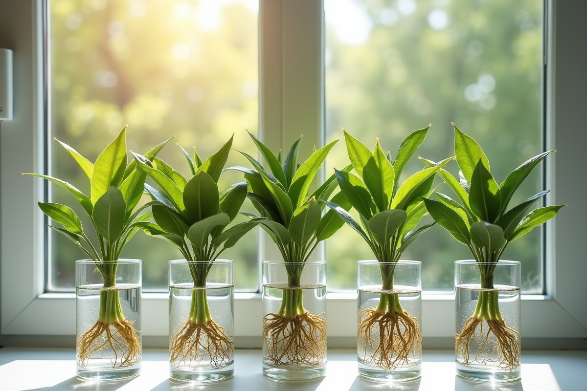 Plusieurs oleanders en verre d