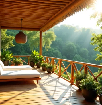 Un extérieur durable et design grâce à un matériau inattendu terrasse en bambou