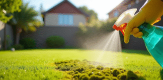 Jardin vert avec traitement écologique contre la mousse