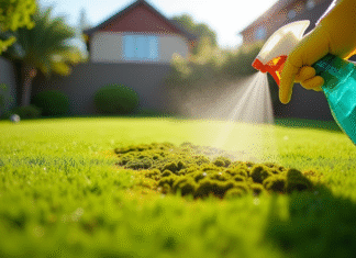 Jardin vert avec traitement écologique contre la mousse