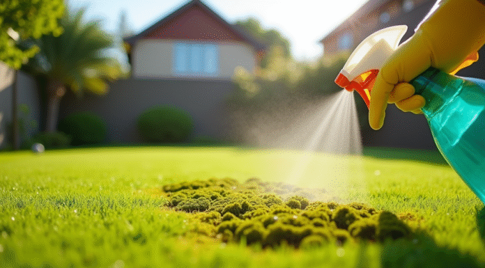Jardin vert avec traitement écologique contre la mousse